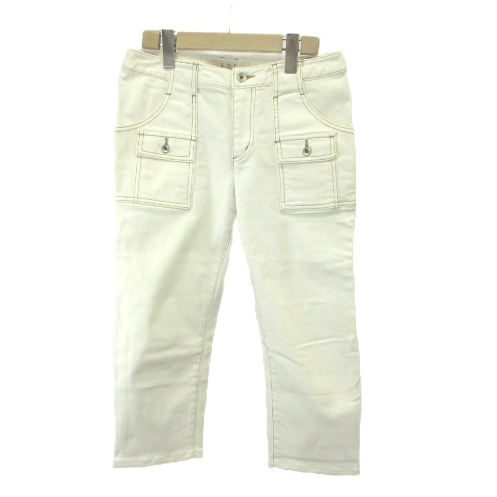 [Used] A.V.V. Michel Klein avv Denim Pants Jeans Size 40 White Flap Pockets Cropped Length /YU ■ECC004 Women's [Vector Used Clothing] 260422