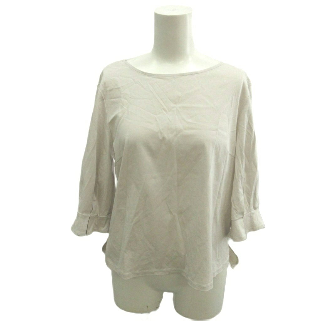T-Shirts - 【中古】アンタイトル UNTITLED カットソー M ライトベージュ 無地 ラウンドネック 七分袖 フレアスリー /NP ■ECC004 レディース 【ベクトル 古着】 260421