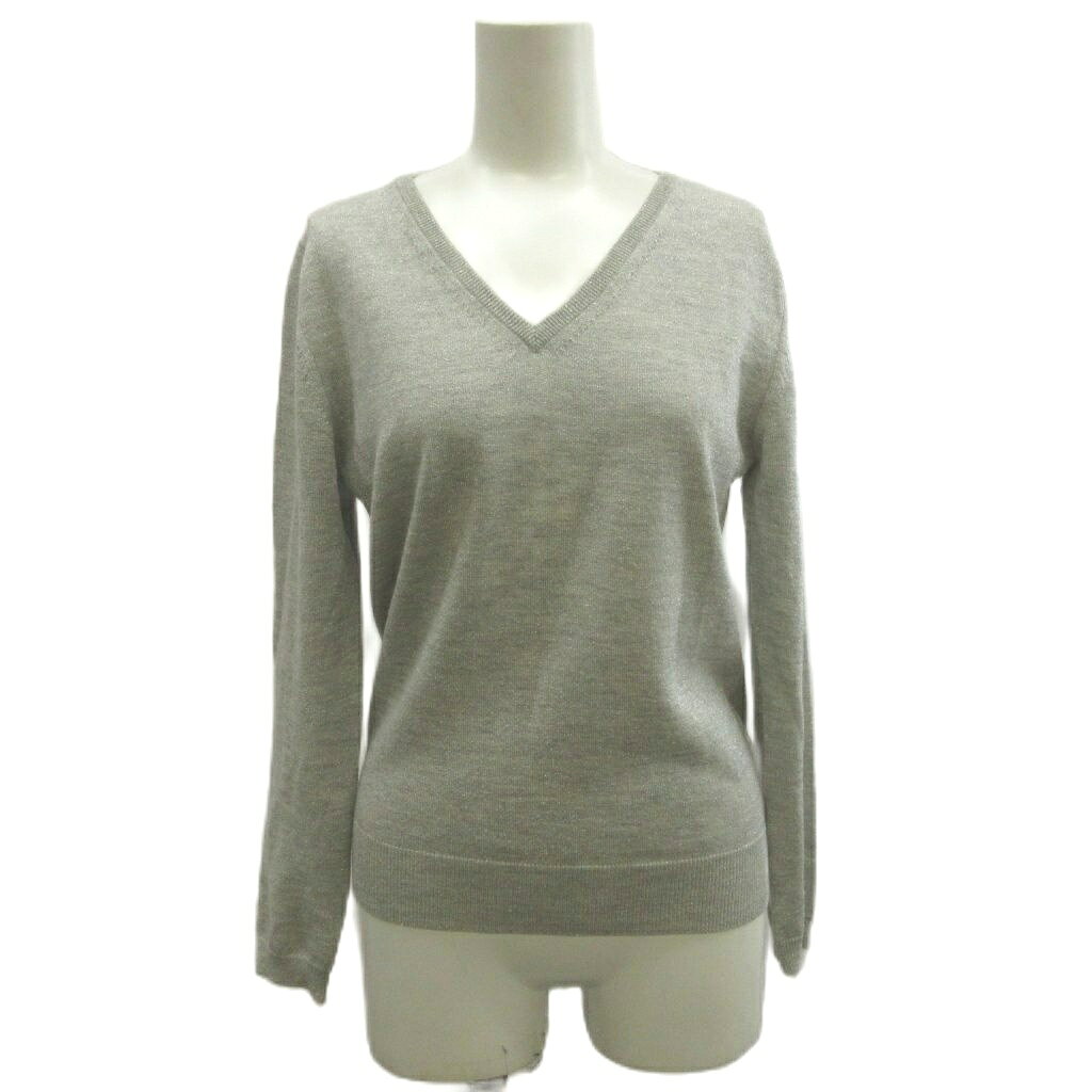 Garments - 【中古】マカフィー MACPHEE トゥモローランド ニットカットソー ウール S グレー シルバー ラメ Vネック 長袖 無地 /MD ■ECC004 レディース 【ベクトル 古着】 260422