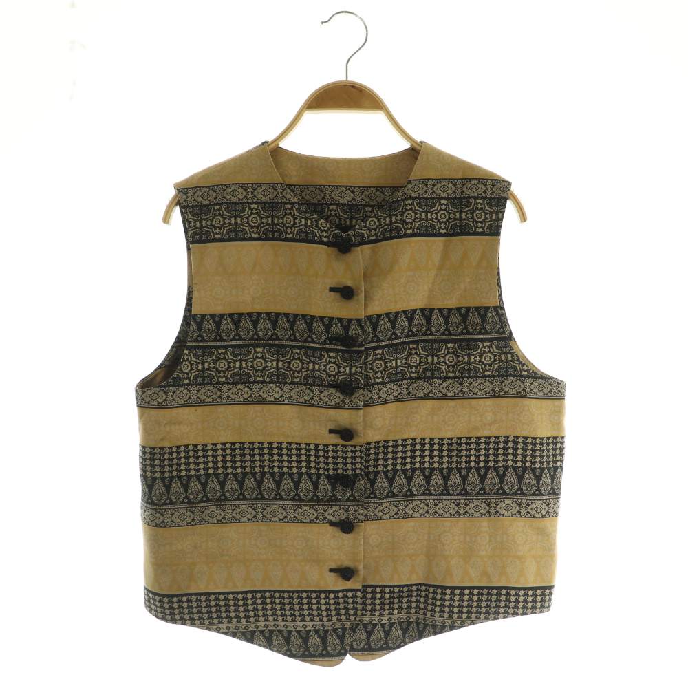 Vests - 【中古】ベルメゾン BELLE MAISON newbasic シルクベスト 総柄 前開き ヴィンテージ 13AR ブラウン /MY ■OS ■ECB004 レディース 【ベクトル 古着】 260425