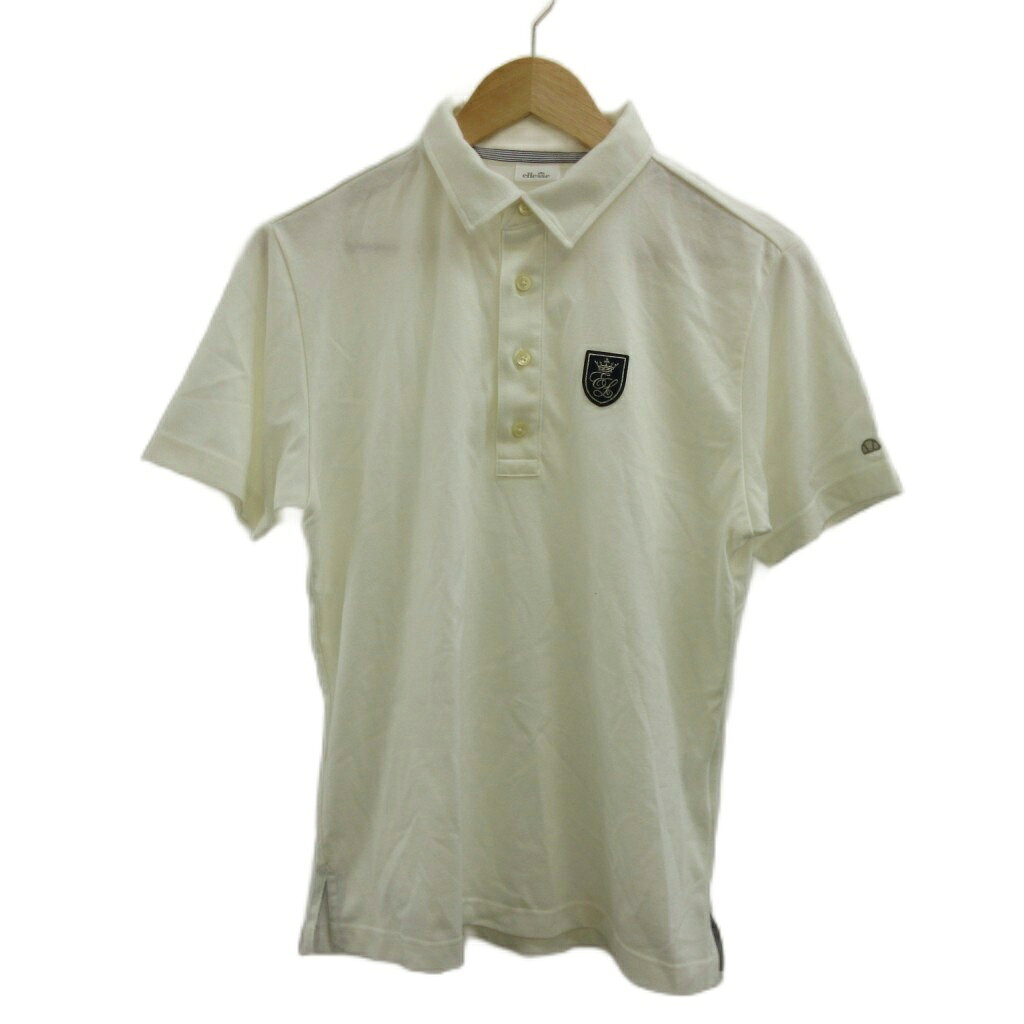 【中古】エレッセ ellesse ポロシャツ M 白 ホワイト 半袖 ワッペン /PP ■ECB004 メンズ 【ベクトル 古着】 260424
