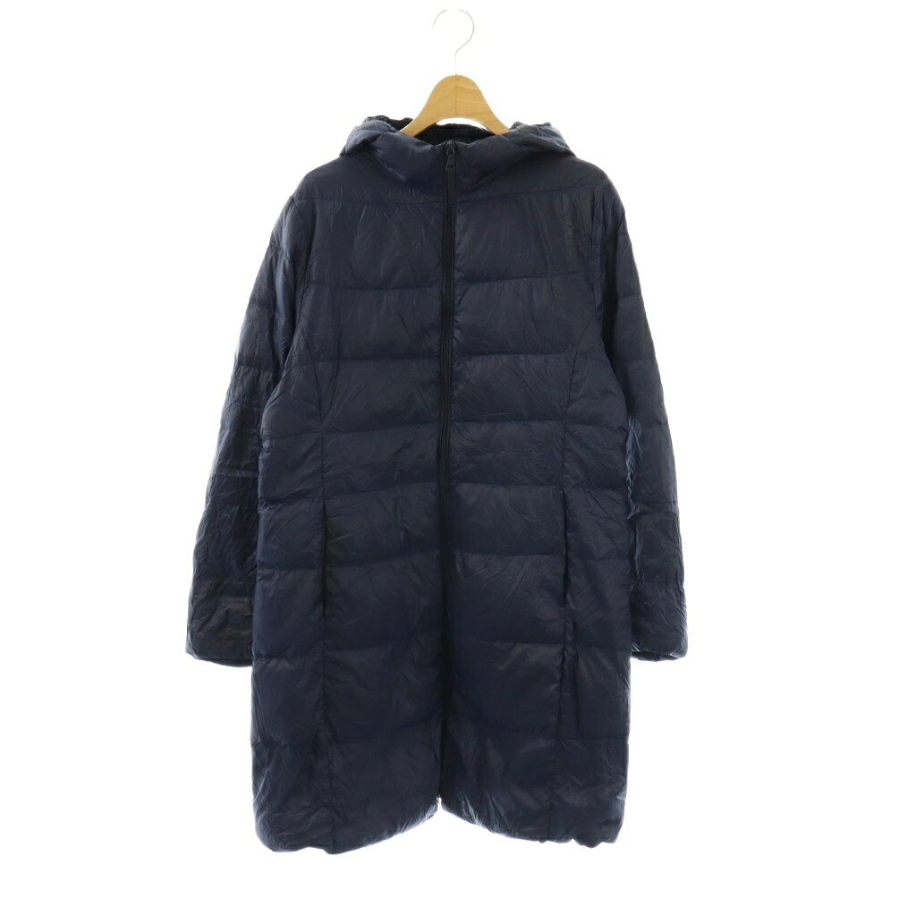 【中古】ユニクロ UNIQLO ウルトラライトダウン フーデットコート 上着 XL ブルー ロング丈 /OK ■OS ■ECB004 レディース 【ベクトル 古着】 260423