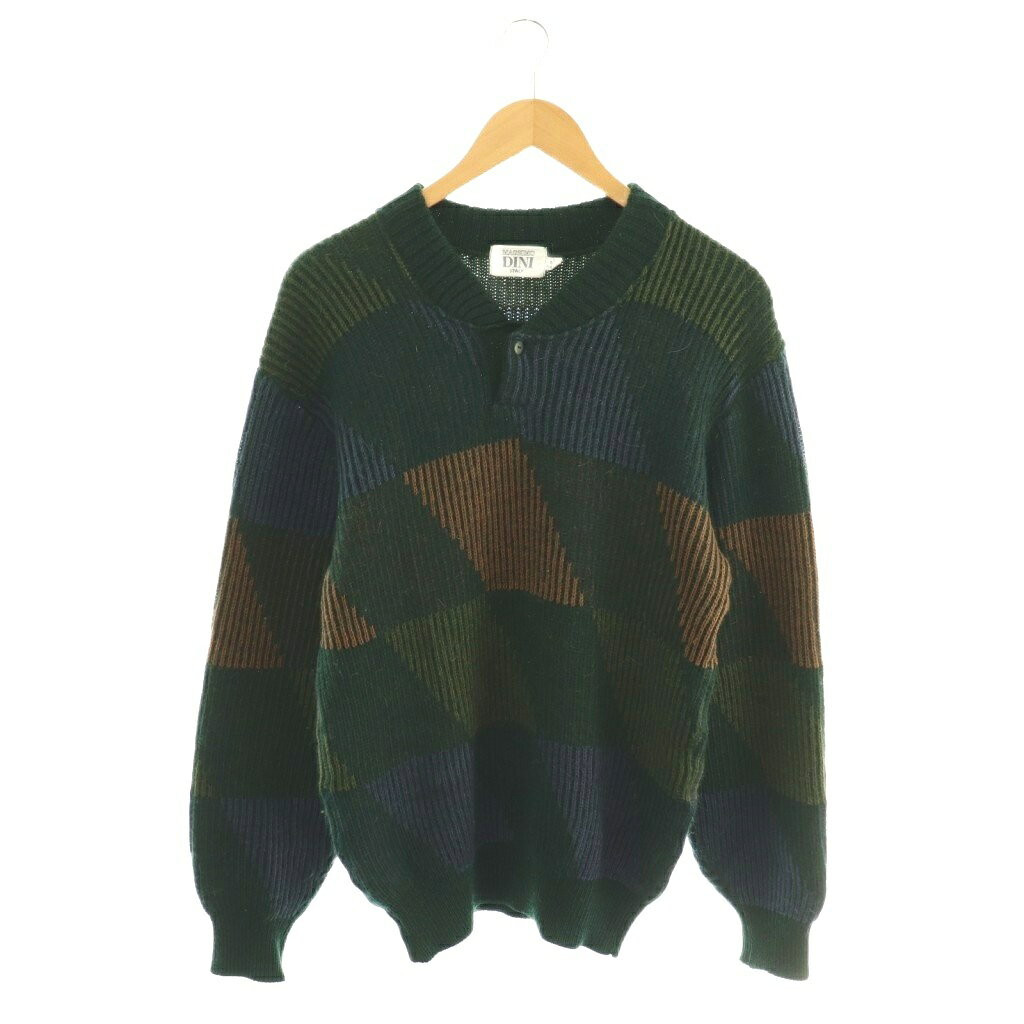 乐天商城 - 【中古】マッシモ・ディーニ MASSIMO DINI ニット セーター 長袖 ウール M 緑 グリーン /SY ■ECB004 メンズ 【ベクトル 古着】 260508