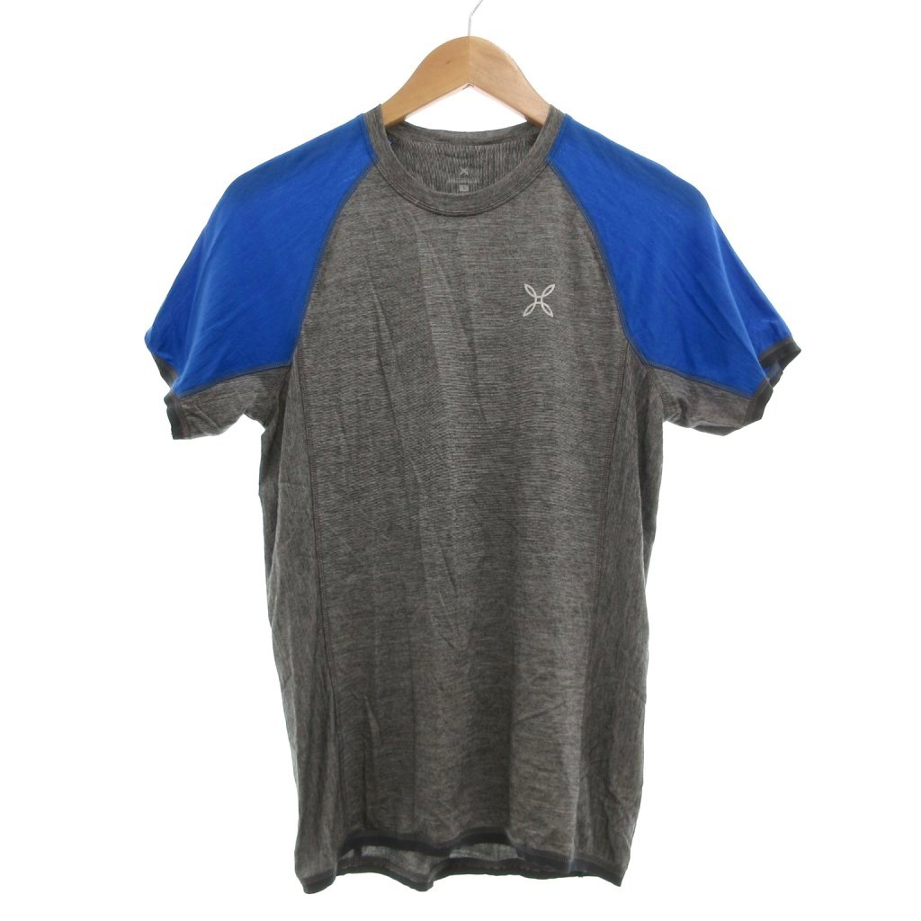 モンチュラ Montura Tシャツ ウール S 青 ブルー グレー 半袖 ラウンドネック ラグランスリーブ /SX ■GY99  260519
