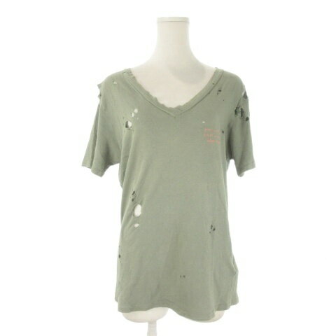 【中古】マザー mother Tシャツ XS 緑 カーキ ダメージ加工 Vネック 半袖 711090042-2864 8094-387 /CK13 ■GY57 レディース 【ベクトル 古着】 260525