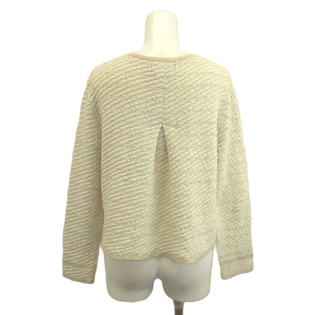 【中古】アンタイトル UNTITLED カーディガン ボレロ 2 ベージュ オフホワイト 長袖 ノーカラー ラメ入り 斜め編み /YU ■GY70 レディース 【ベクトル 古着】 260520