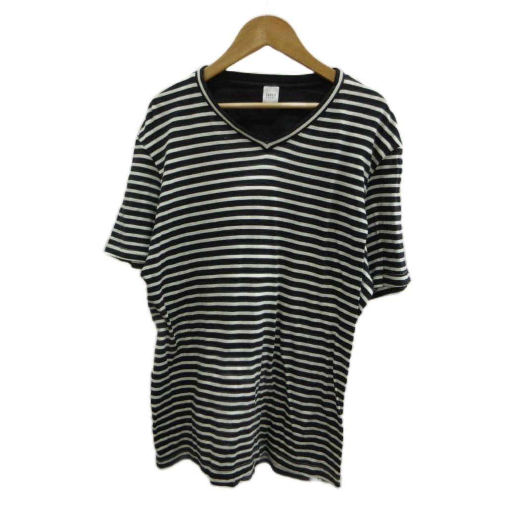 【中古】タケオキクチ TAKEO KIKUCHI Tシャツ 3 黒、白 ボーダー柄 Vネック 半袖 /RY ■ECC005 メンズ 【ベクトル 古着】 260525
