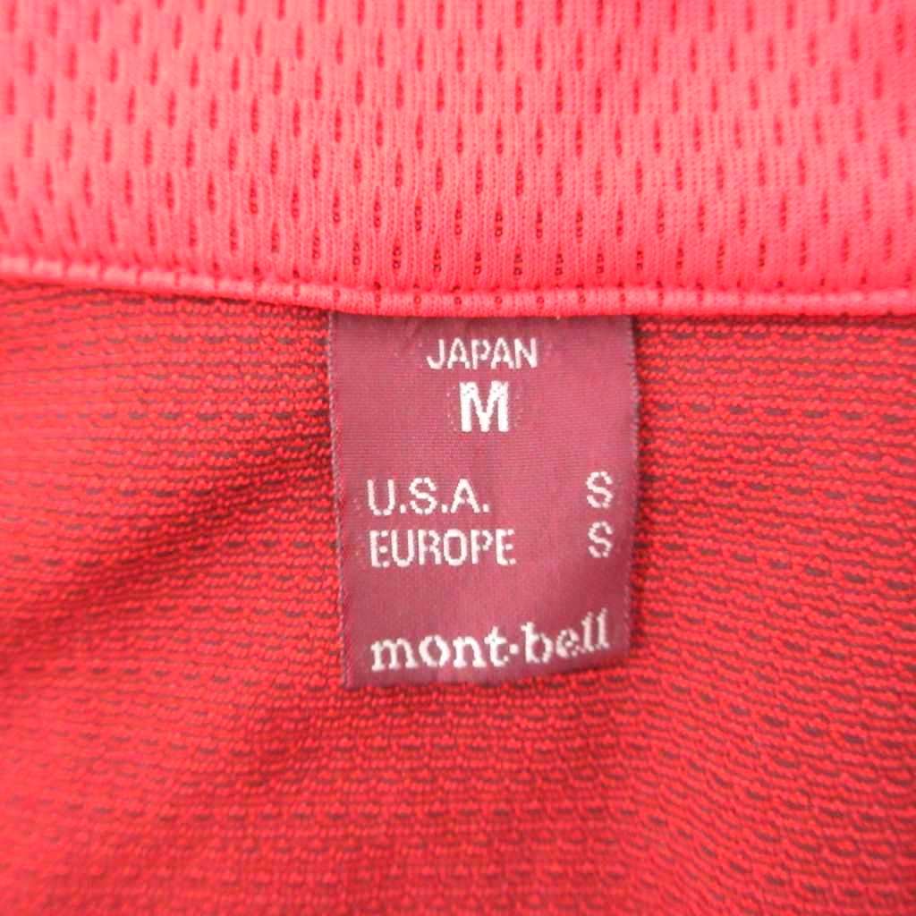 【中古】モンベル Montbell アウトドアウエア カットソー 長袖 M 赤 ハーフジップ ...