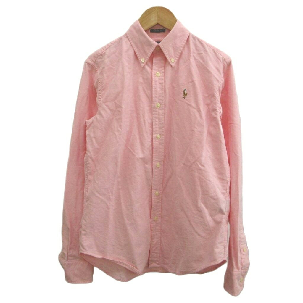 【中古】ラルフローレン RALPH LAUREN シャツ 6 ピンク ボタンダウンカラー 長袖 無地 /MD ■ECD005 メンズ 【ベクトル 古着】 260604