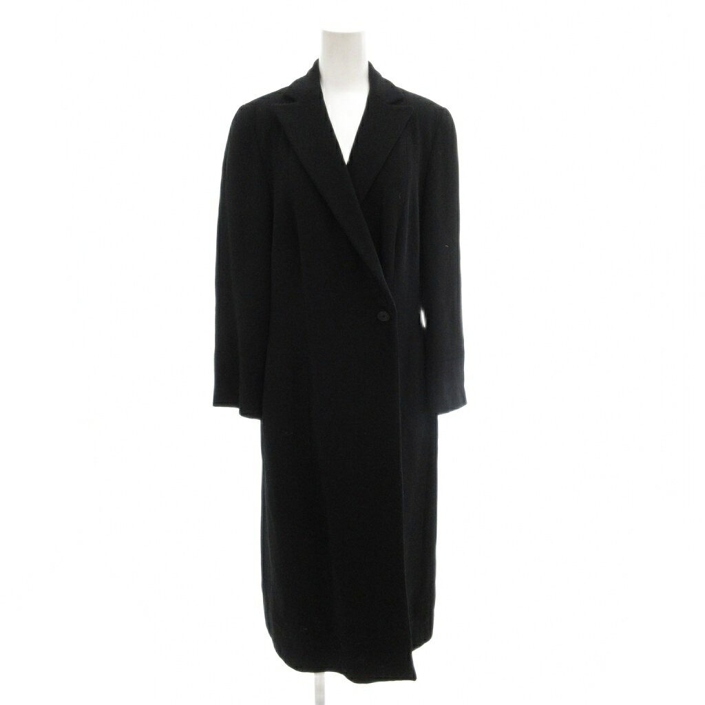 ジョルジオアルマーニ GIORGIO ARMANI Cappotto Donna チェスターコート ロング ダブルブレスト イタリア製 70 黒 ブラック /GV ■ECD005 レディース  260607