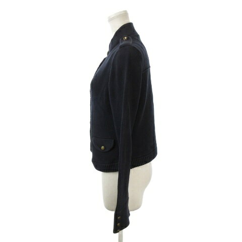 中古 バーバリー ロンドン BURBERRY LONDON カーディガン 2 紺 ネイビー スタンドカラー 長袖 肩章 FBA9 vectorpremium-19186266 ブランド古着ベクトルプレミアム店 サンプル画像3