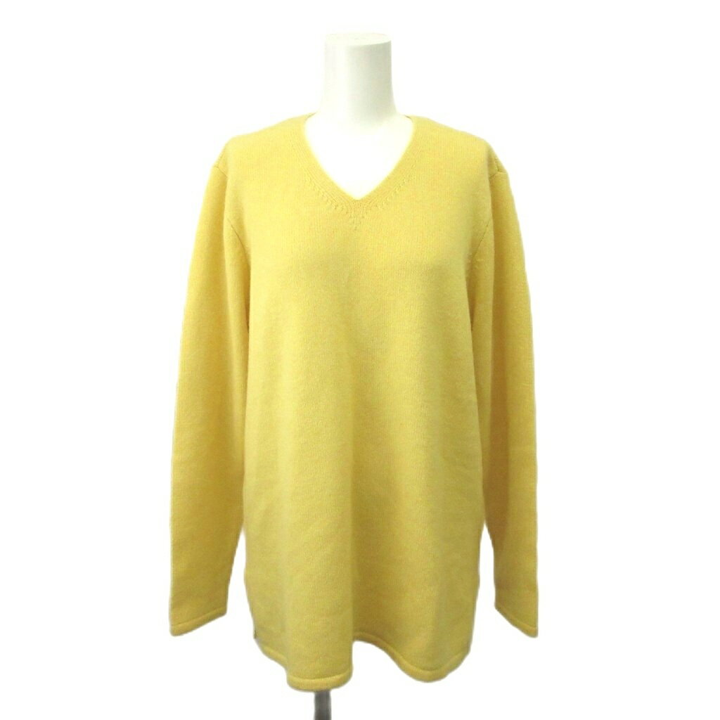 サックス・フィフス・アベニュー SAKS FIFTH AVENUE ニット セーター カシミヤ M 黄 イエロー Vネック 長袖 無地 /NP ■ECA006 レディース  260611