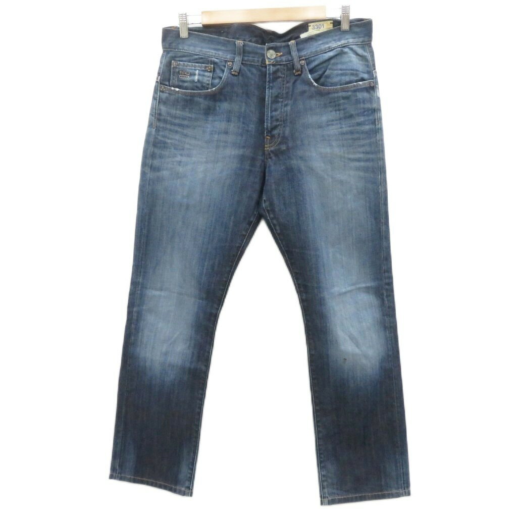 [Used] G-Star RAW Denim Pants Jeans Straight Ankle Length Washed Finish W33 L32 Blue /SM34 ■ECA006 Men's [Vector Used Clothing] 260619
