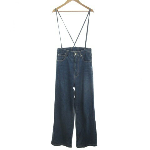 [Used] N.Natural Beauty Basic Overalls Denim Pants Jeans M Blue Wide Leg with Suspenders High Waist /AH23 ■GY70 Women's [Vector Used Clothing] 260624