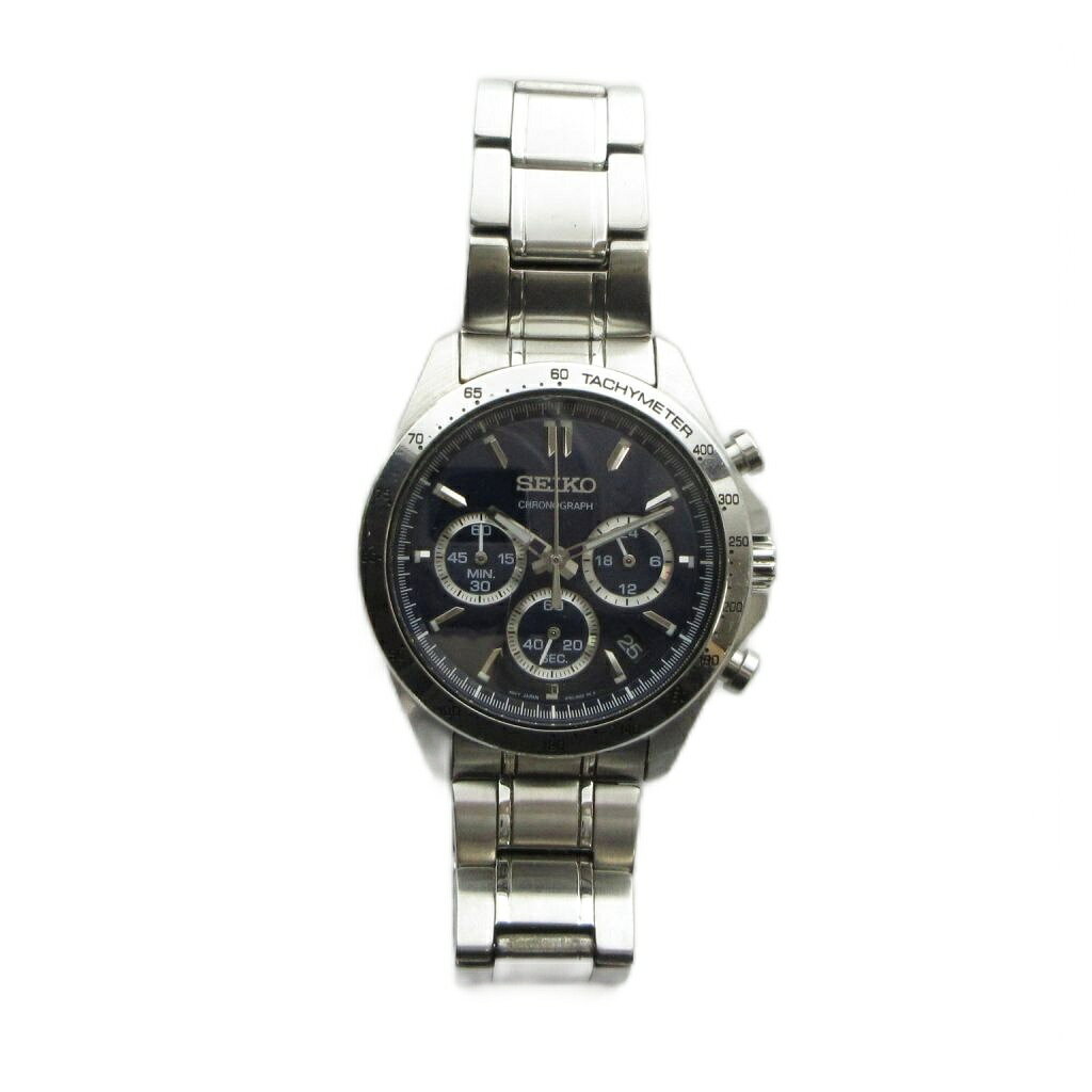 ブランド古着ベクトルプレミアム店の【中古】セイコー SEIKO 8T63-00D0 腕時計 ウォッチ クォーツ クロノグラフ カレンダー付き デイト 青文字盤 シルバー色 ■GY18 /MQ メンズ 【ベクトル 古着】 260731｜アングル2