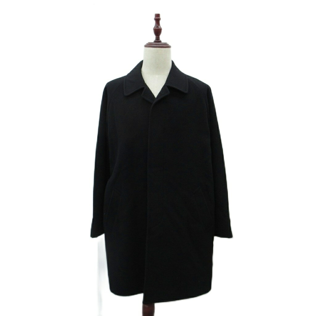 【中古】ピエロ・キエーザ Piero Chiesa チェスターコート ロング丈 A7 黒 ブラック ウール混 アンゴラ混 /SM15 ■ECB006 メンズ 【ベクトル 古着】 260709