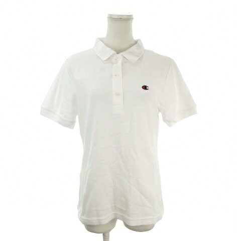 【中古】チャンピオン CHAMPION ATHLETIC ポロシャツ L 白 ホワイト 無地 半袖 ロゴワッペン /AO30 ■ECB006 レディース 【ベクトル 古着】 260629
