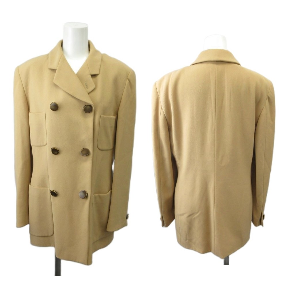 ブランド古着ベクトルプレミアム店の【中古】ジョルジオアルマーニ GIORGIO ARMANI 90sヴィンテージ セットアップ スカートスーツ 38 ベージュ ダブルブレスト ウール 676158 /RY ■GY62 レディース 【ベクトル 古着】 260703｜アングル2