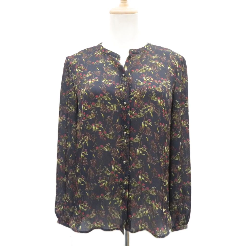 アンタイトル UNTITLED シャツ ブラウス 2 マルチカラー 濃紺 ネイビー 花柄 バンドカラー 長袖 /HO79 ■GY70 レディース  260710