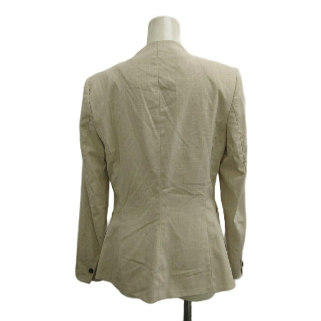 【中古】ザラ ZARA スーツ セットアップ ノーカラージャケット パンツ 36 ベージュ...