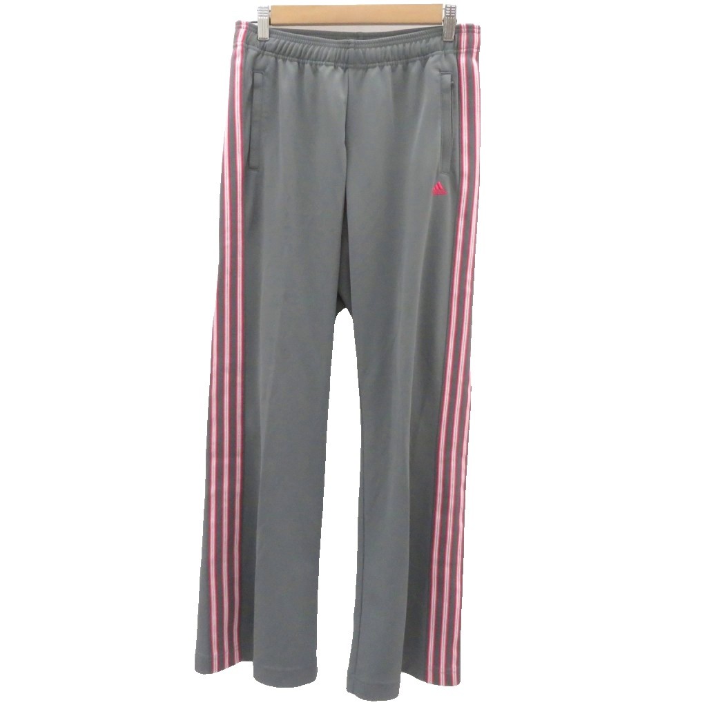 【中古】アディダス adidas スポーツウエア ジャージ パンツ L グレー ライン イー...