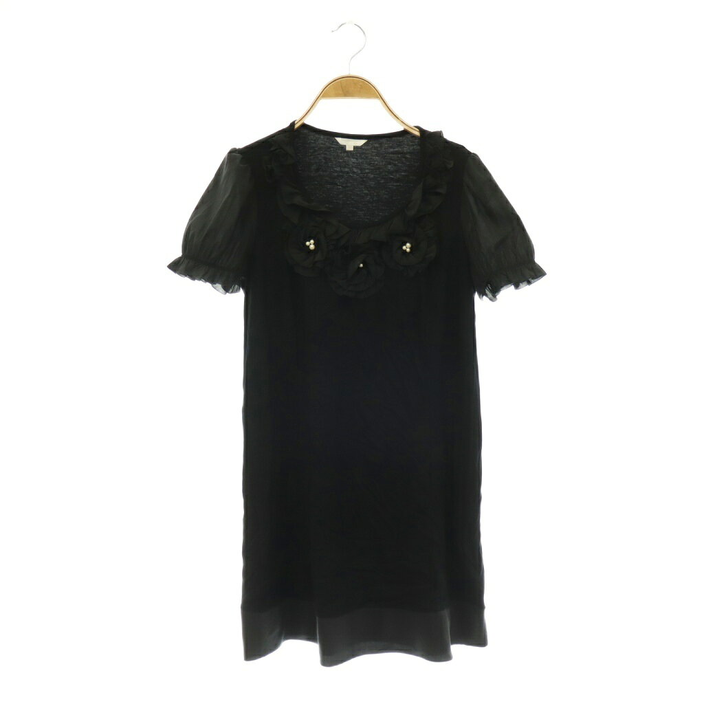 【中古】トゥービーシック TO BE CHIC チュニック 半袖 花装飾 2 ブラック /DO ■ECC007 レディース 【ベクトル 古着】 260724