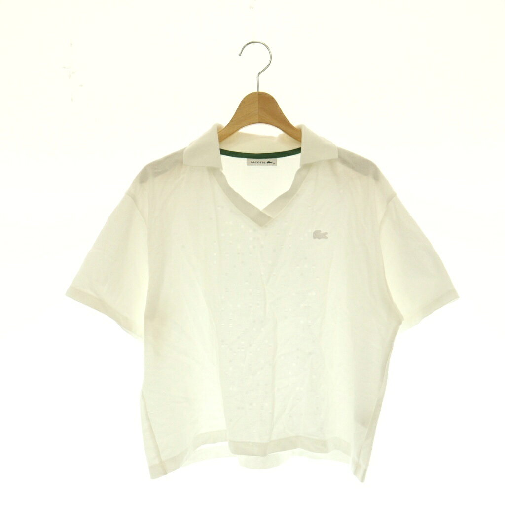 【中古】ラコステ LACOSTE 鹿の子サッカーシャツ ポロシャツ カットソー Vネック 38 白 /CX ■ECC007 レディース 【ベクトル 古着】 260728