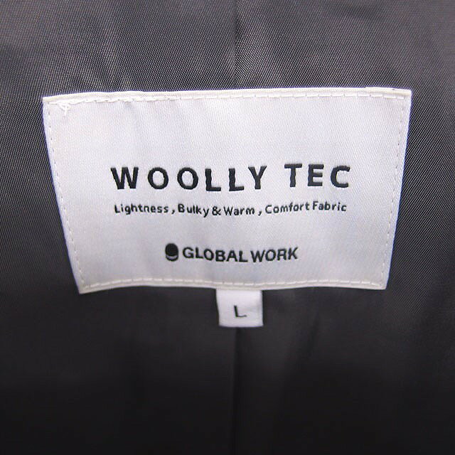【中古】グローバルワーク GLOBAL WORK WOOLLY TEC ノーカラー コート アウター ミディ丈 千鳥格子 L ベージュ ブラック 薄茶 黒 /TT ■GY75 レディース 【ベクトル 古着】 260806 vectorpremium-19325527 ブランド古着ベクトルプレミアム店 サンプル画像3
