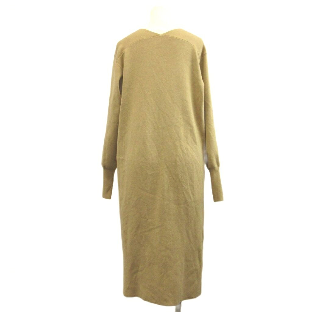 【中古】ミラオーウェン Mila Owen ニットワンピース ひざ丈 F 茶 ブラウン Vネック 長袖 無地 /CR ■GY75 【ベクトル 古着】 260810 vectorpremium-19342519 ブランド古着ベクトルプレミアム店 サンプル画像2