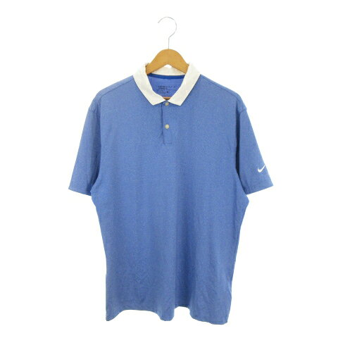 【中古】ナイキゴルフ NIKE GOLF STANDARD FIT DRI-FIT ポロシャツ ゴルフ L 青 ブルー バイカラー レギュラーカラー 半袖 ストレッチ /AH41 ■ECD008 メンズ 【ベクトル 古着】 260824