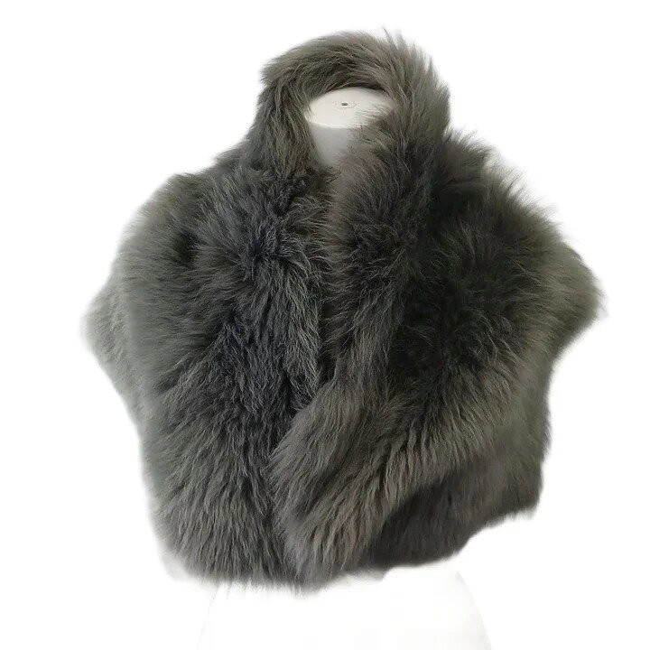 【中古】ガシュロウ＆コール GUSHLOW&COLE ティペット マフラー ストール 毛皮 羊...