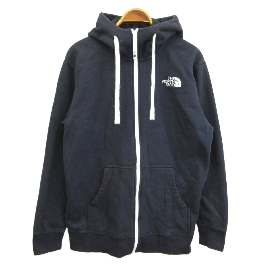 【中古】ザノースフェイス THE NORTH FACE Rearview FullZip Hoodie リアビューフルジップフーディ パーカー 上着 L 紺 ネイビー 裏起毛 ロゴ 刺繍 長袖 NT12340 /YU ■GY70 メンズ 【ベクトル 古着】 260827