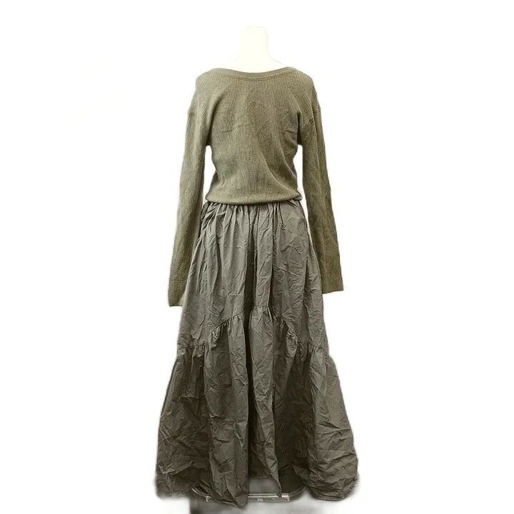 【中古】ミラオーウェン Mila Owen ワンピース Vネック 長袖 ティアードスカート 1 カーキ マキシ丈 /NP ■GY70 レディース 【ベクトル 古着】 260828 vectorpremium-19383458 ブランド古着ベクトルプレミアム店 サンプル画像3