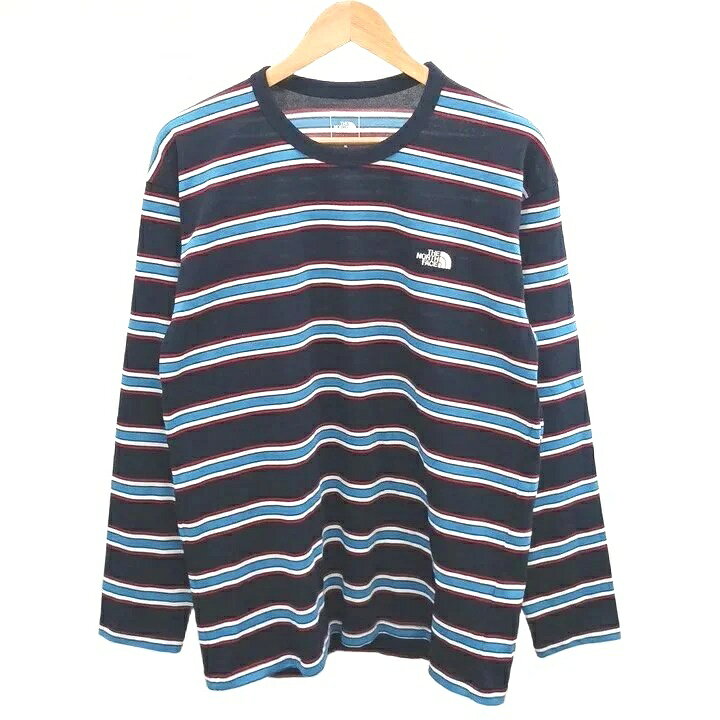 【中古】ザノースフェイス THE NORTH FACE Tシャツ トップス クルーネック 長袖 ストライプ柄 黒 ブラック /CR ■GY70 メンズ 【ベクトル 古着】 260902