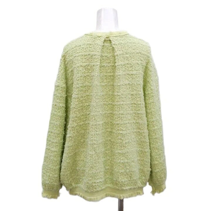 【中古】ミラオーウェン Mila Owen ツイードニットジャケット フリンジ ポケット 0 ライトグリーン 長袖 金ボタン /NP ■GY62 レディース 【ベクトル 古着】 260907 vectorpremium-19402493 ブランド古着ベクトルプレミアム店 サンプル画像2