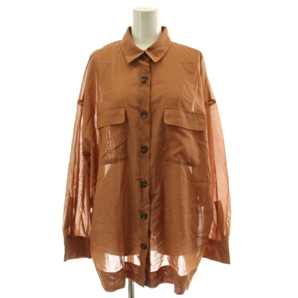 【中古】ミラオーウェン Mila Owen シャツ ブラウス 長袖 シアー シースルー 0 オレンジブラウン /GG ■GY70 レディース 【ベクトル 古着】 261013 vectorpremium-19499877 ブランド古着ベクトルプレミアム店 パッケージ画像