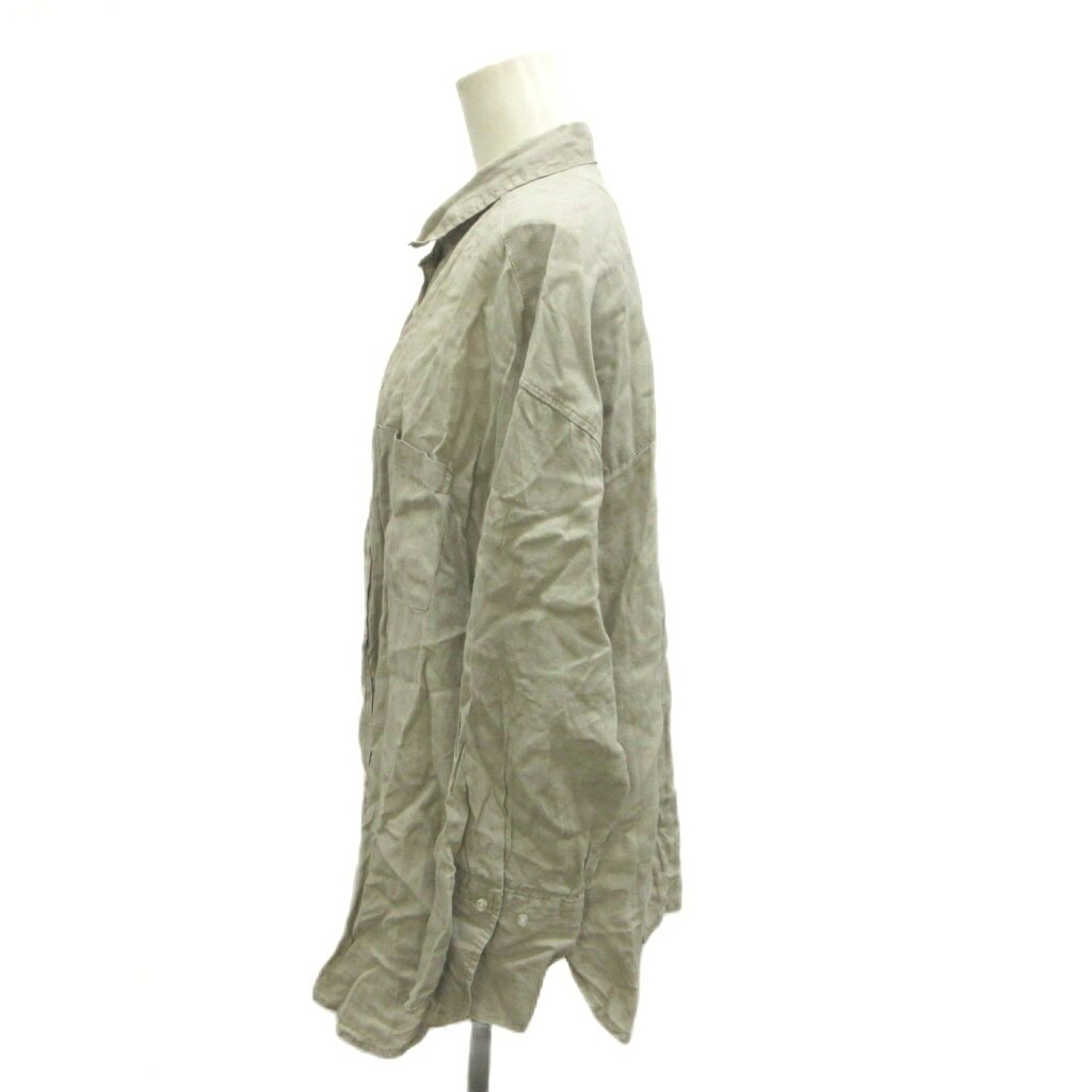 【中古】ミラオーウェン Mila Owen シャツ オーバーサイズ レギュラーカラー 長袖 麻 リネン F グレージュ /YG ■ECA010 レディース 【ベクトル 古着】 261014 vectorpremium-19496390 ブランド古着ベクトルプレミアム店 サンプル画像3