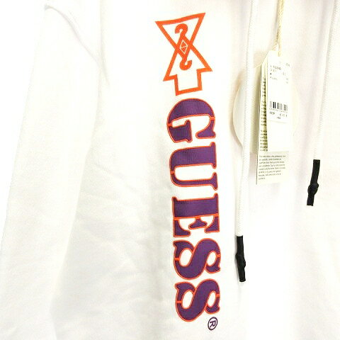 【中古】未使用品 ゲス GUESS 19AW GUESSx88RISING GUE88RISING パーカー ジャケット 長袖 ショート丈 フーディ プルオーバー オーバーサイズ 厚手 コットン 裏起毛 ロゴ プリント S 白 ホワイト トップス レディース 【ベクトル 古着】 211205