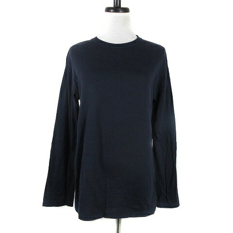 【中古】ミラオーウェン Mila Owen Tシャツ カットソー 長袖 ロンT クルーネック コットン 薄手 無地 F 紺 ネイビー トップス レディース 【ベクトル 古着】 240822