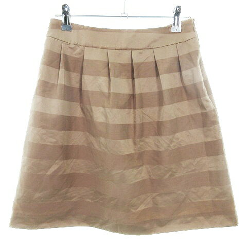 【中古】ナチュラルビューティーベーシック NATURAL BEAUTY BASIC スカート タイト ミニ タック サイドファスナー 薄手 ボーダー S ベージュ ボトムス /T2 レディース 【ベクトル 古着】 240926