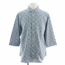 【中古】ハッシュパピー Hush Puppies シャツ 七分袖 ステンカラー 薄手 コットン 総柄 LL グレー トップス /PI メンズ 【ベクトル 古着】 241107(4)