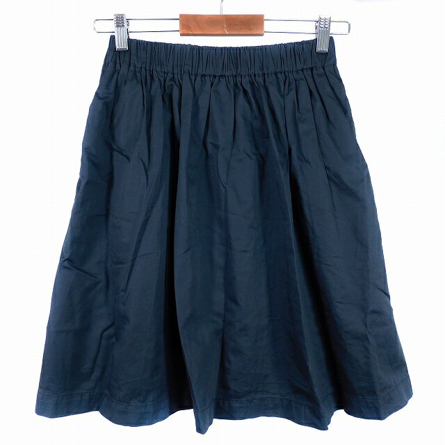 【中古】パーリッシィ PAR ICI ギャザースカート フレア ひざ丈 ウエストゴム 薄手 コットン 無地 F 紺 ネイビー ボトムス /T2 レディース 【ベクトル 古着】 250520