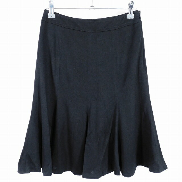 【中古】ルアコンシャス LURE CONSCIOUS フレアスカート ひざ丈 サイドファスナー 無地 38 黒 ブラック ボトムス /T2 レディース 【ベクトル 古着】 250630