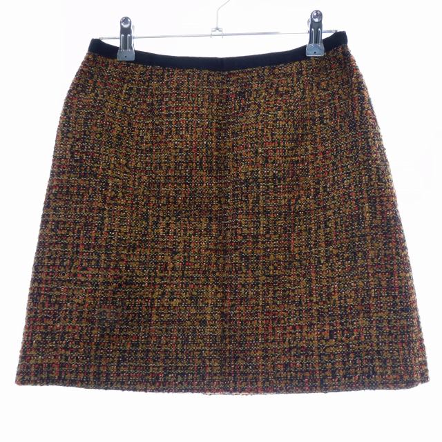 【中古】ラピスルーチェパービームス LAPIS LUCE PER BEAMS タイトスカート ミニ サイドファスナー ツイード 36 茶 ブラウン ボトムス /T2 レディース 【ベクトル 古着】 250819