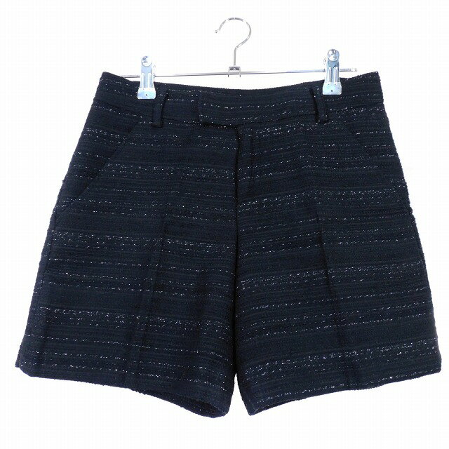 Nylon, Rayon, Polyester - 【中古】クードシャンス CdeC COUP DE CHANCE ショーパン パンツ ショート ジップフライ ラメ ボーダー 36 黒 ブラック ボトムス /T2 レディース 【ベクトル 古着】 250821