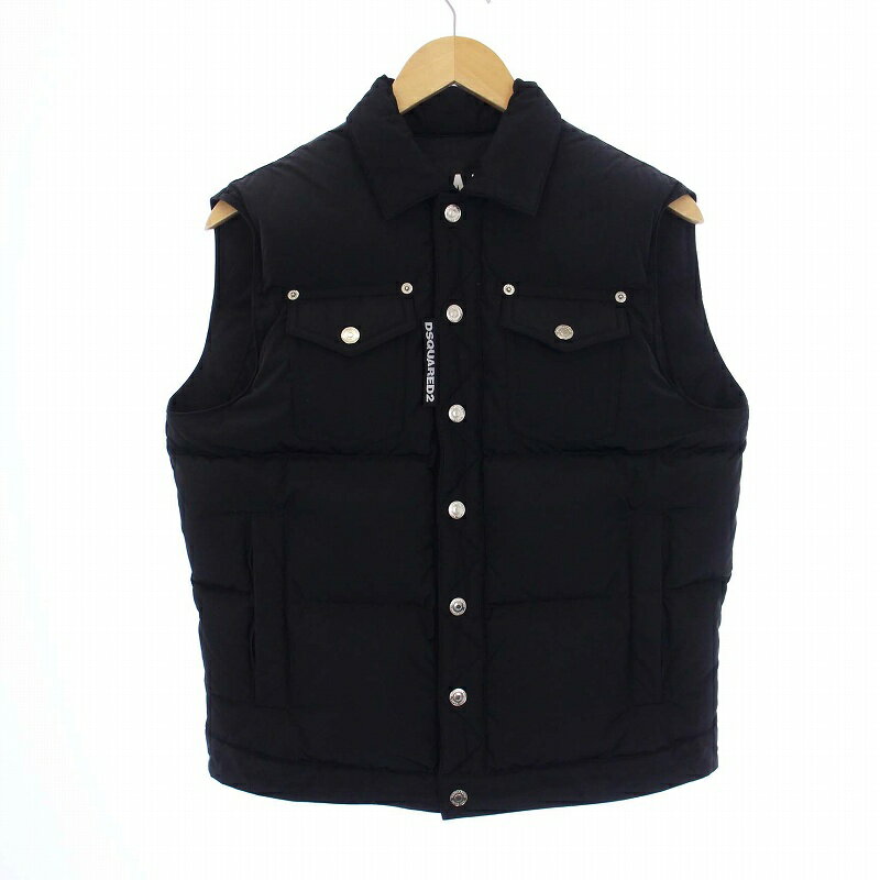 【中古】ディースクエアード DSQUARED2 Nylon Down Vest ダウンベスト アウター ステンカラー 44 S 黒 ブラック S74FB0261 /KH メンズ 【ベクトル 古着】 240306