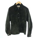 【中古】ワコマリア WACKO MARIA SUEDE LEATHER TRUCKER JACKET ( TYPE-1 ) スエードレザー トラッカージャケット M 緑 グリーン 22SS-WMO-BL01 /KH メンズ 【ベクトル 古着】 240307