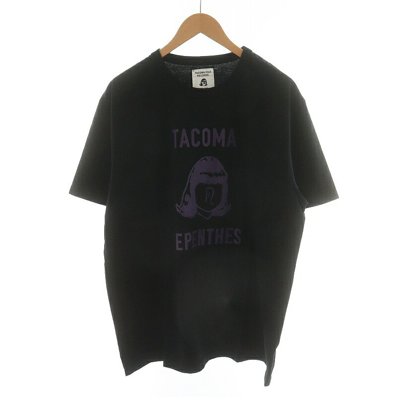 【中古】ネペンテス NEPENTHES × TACOMA FUJI RECORDS タコマフジレコード ONLINE STORE限定 S/S Tee Tシャツ カットソー 半袖 ロゴ XL 黒 ブラック 紫 パープル /AN22 メンズ 【ベクトル 古着】 240401