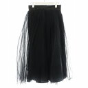 【中古】未使用品 シートーキョー SHE Tokyo Audrey Tulle フレアスカート ロング丈 シアー シースルー 36 S 黒 ブラック /AN9 ...