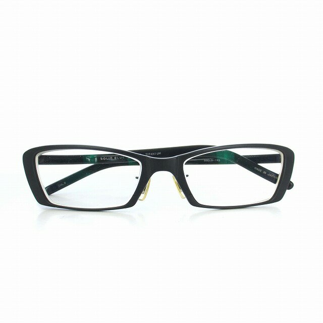 【中古】ソリッド ブルー SOLID BLUE 眼鏡 メガネ スクエアフレーム チタニウム 55□19-145 黒 ブラック..